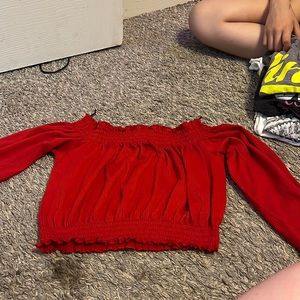 Red off the shoulder top